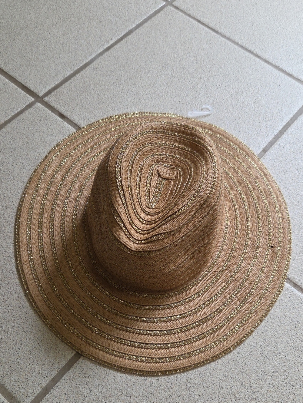 Papillon Blanc Gold Metallic Straw Sun Hat